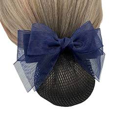 JIHUOO Schleifen Haarnetz Dutt Haarklammer Haarspange Bun Abdeckung Haarschleife Haarclip Haarschmuck für Damen Frauen Blau von JIHUOO