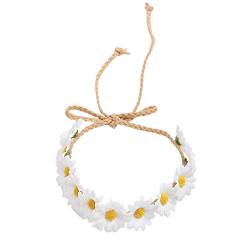 Justierbaren Gänseblümchen Blumenkranz Stirnbänder Braut Kopfschmuck Haarband Weiß von JIHUOO