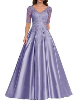 JIIL Mutter der Braut Kleid - Lang Spitzen Applikationen Formell Hochzeit Partykleid für Gast Große Größen Lavendel 48 von JIIL