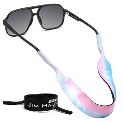 JIM HALO 2-Pack Sport Brillenbänder, Klassischem Neopren Schwimmend Brillen-Ketten, Sichern Sie Ihre Brille und Brille Schwarz & Rosa Blau von JIM HALO