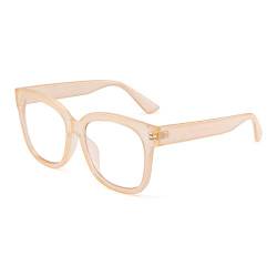 JIM HALO Blaulicht-Blockerbrillen für Frauen Übergroße quadratische Computerbrillen reduzieren die Belastung der Augen Aprikose von JIM HALO