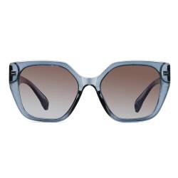 JIM HALO Große Trendy Polarisierte Sonnenbrille für Frauen Übergroße Quadratische Sonnenbrille Retro Schatten UV400 Schutz (Blauer Rahmen/Gradient Brown Linse) von JIM HALO