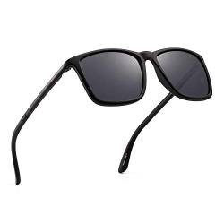 JIM HALO Polarisiert Fahren Sonnenbrille Retro Platz UV Schutz Klassisch Sonne Brille Herren(Schwarz/Polarisiertes Grau) von JIM HALO