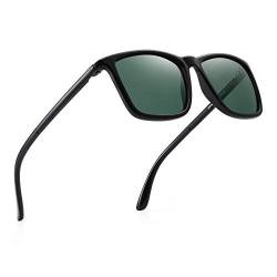 JIM HALO Polarisiert Fahren Sonnenbrille Retro Platz UV Schutz Klassisch Sonne Brille Herren(Schwarz/Polarisiertes Grün) von JIM HALO