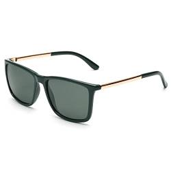 JIM HALO Polarisierte Fahren Sonnenbrille Retro Quadratische UV-Schutz Klassische Sonnenbrille Männer (Dunkelgrün oder Polarisiert Grün) von JIM HALO