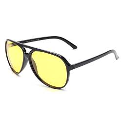 JIM HALO Polarisierte Pilot Sonnenbrille Männer Frauen Oversize Kunststoff Nachtfahrbrille Schwarz von JIM HALO