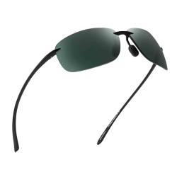 JIM HALO Polarisierte Sport Sonnenbrille für Herren Damen TR90 Randloser Rahmen zum Laufen Angeln Radfahren Fahren Grün von JIM HALO