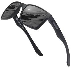 JIM HALO Polzrized Sport Sonnenbrille Männer Frauen, Recycelte Sonnenbrille für Laufen Angeln Radfahren Fahren Schwarz/Grau von JIM HALO