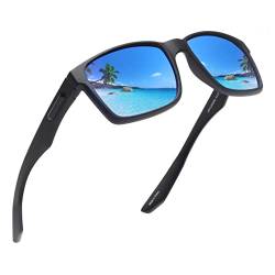 JIM HALO Polzrized Sport Sonnenbrille Männer Frauen, Recycelte Sonnenbrille für Laufen Angeln Radfahren Fahren Schwarz/Spiegelblau von JIM HALO