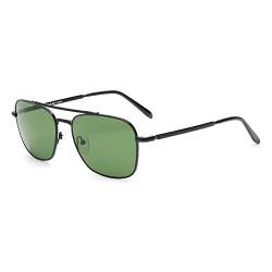 JIM HALO Retro Quadratische Pilot Sonnenbrille Premium Glas Linse Flache Metall Brillen Männer Frauen Schwarz/Grün von JIM HALO