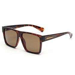 JIM HALO Retro polarisierte Sonnenbrille Männer Frauen Flat Top Square Brille (Schildkrötenrahmen/polarisierte braune Linse) von JIM HALO