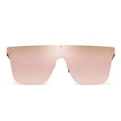 JIM HALO Rimless Shield Sunglasses One Piece Flat Top Mirror Glasses Women Men (Gold Frame/Gradient Mirror Pink Lens) von JIM HALO