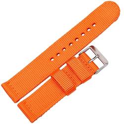 JIMNOO 9 Farben Armband Nylon Canvas Strap 18mm 20mm 22mm 24mm Damen Herren Ersatzband Uhrenzubehör Armband (Color : Orange, Size : 20mm) von JIMNOO