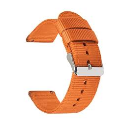JIMNOO Generisches Uhrenarmband 18mm 20mm 22mm 24mm Canvas Uhrenarmband Nylonband Schnellverschluss Armband Uhrenarmband Zubehör (Color : Orange, Size : 22mm) von JIMNOO