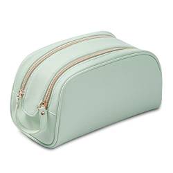 Pu-Leder-Kosmetik-Aufbewahrungstasche Candy Color Travel Ladies Large Capacity Zipper Waterproof Bag (Color : Ligh Green, Size : One Size) von JIMNOO