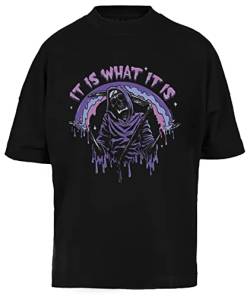 Death ~ It is What It is ~ Pastel Goth Grim Reaper Drip Schwarzes Baggy Tee Unisex-T-Shirt in Übergröße von JINBETEE