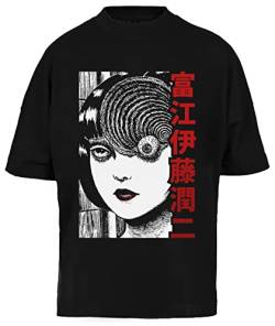 Tomie Junji Ito Schwarzes Baggy Tee Unisex-T-Shirt in Übergröße von JINBETEE