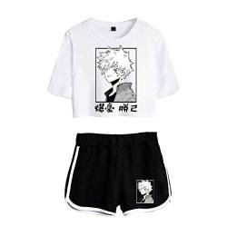 JINGHE My Hero Academia 2 Teiliges Crop Top und Shorts für Mädchen, Bakugou Katsuki Cosplay Sommer Harajuku Premium Funny Trainingsanzug Sportswear von JINGHE