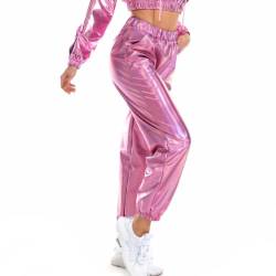 JINGTOPS Disco Clubwear,Casual Lang Hose,Glänzende Metallic-Hose für Damen für Karneval kostüm Party Disco Tanz Bühne Cosplay Nachtclub Festival von JINGTOPS