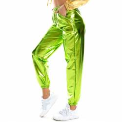 JINGTOPS Disco Clubwear,Casual Lang Hose,Glänzende Metallic-Hose für Damen für Karneval kostüm Party Disco Tanz Bühne Cosplay Nachtclub Festival von JINGTOPS