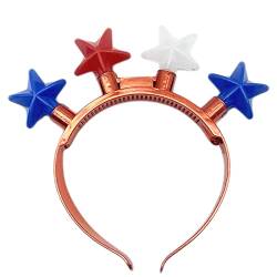 JINLAIJU Haarspangen, Haarbänder für Mädchen, Geschenk zum 4. Juli, LED-Stirnbänder, Partygeschenk, leuchtendes blau-weißes Stern-Stirnband für Damen und Herren, 4. Juli von JINLAIJU