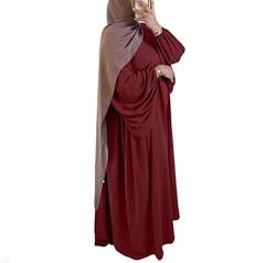 Frauen Abaya Kleid Ramadan Islamische muslimische Kleidung Krepp Ballon Ärmel Abaya Kleid Jilbab Afrikanische Türkische Robe Dubai Outfits von JINLLC