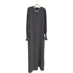 JINLLC Damen Gebetskleid Ramadan islamische muslimische Kleidung Lange Ärmel Abaya Kleid Einfarbig Türkischer Robe Dubai Outfits, grau, XX-Large von JINLLC