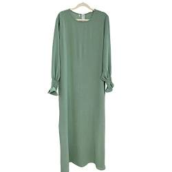 JINLLC Damen Gebetskleid Ramadan islamische muslimische Kleidung Lange Ärmel Abaya Kleid Einfarbig Türkischer Robe Dubai Outfits, mintgrün, L von JINLLC