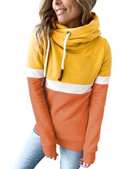 JINLLC Damen Pullover Hoher Kragen Einfarbige Nähte Hoodie, Lässiges Mode Sweatshirt von JINLLC