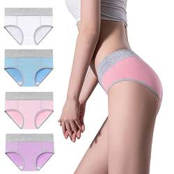 JINLLC Damen Slip Bequeme Baumwollunterhosen Mehrpack Atmungsaktive Pantys 4er Pack von JINLLC