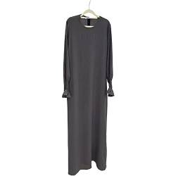 JINLLC Frauen Gebet Kleid Ramadan Islamische Muslimische Kleidung Lange Ärmel Abaya Kleid Einfarbig Türkische Robe Dubai Outfits, grau, Small von JINLLC