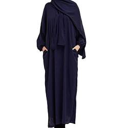 JINLLC Frauen Gebetskleid Kapuze Abaya Hijab Nida Ramadan Muslim Langes Kleid EIN Stück Gebet Outfit Islamische Dubai Türkisch Bescheidene Kleidung von JINLLC