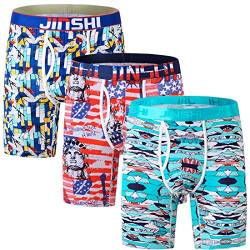 JINSHI Herren-Boxershorts aus Bambus, Lange Beine, 3er-Pack, 4er-Pack, 5er-Pack, Jsck-01 3er-Pack, Large von JINSHI