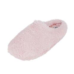 JINTN Damen Plüsch Hausschuhe rutschfeste Baumwolle Pantoffeln Home Slippers Antirutsch Warm Hausschuhe für Herbst und Winter, Pink, Size L von JINTN