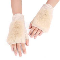 JINTN Einfarbige Halbfingerhandschuhe aus Wolle Warm Handgelenk Armstulpen Strickhandschuhe Gestrickter Fingerless Warme Winterhandschuhe für Damen und Frau von JINTN