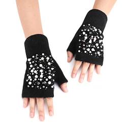 JINTN Winter Fingerlose Handschuhe Punktbohrer Perle Warmhandschuhe Strickhandschuhe Fäustlinge Warm Handgelenk Armstulpen für Damen und Frau von JINTN