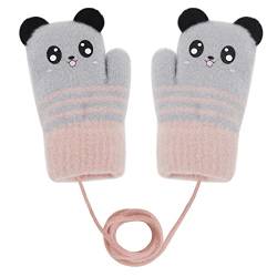 Niedlich Fuchs Handschuhe Doppelstrickwolle Kleinkinder Fäustlinge Verdickte Strickhandschuhe Winterhandschuhe Warme Handschuhe für 1-4 Jahre Kinder (grau, 3-5 Jahre, One size) von JINTN