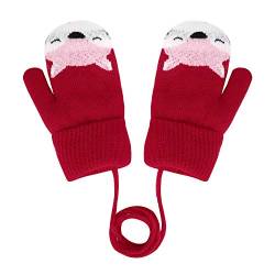 Niedlich Fuchs Handschuhe Doppelstrickwolle Kleinkinder Fäustlinge Verdickte Strickhandschuhe Winterhandschuhe Warme Handschuhe für 1-4 Jahre Kinder von JINTN