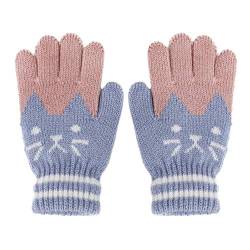 Warm Kinder Handschuhe Kätzchen Druck Herbst Winter Strickhandschuhe Outdoor Winterhandschuhe für 4-8 Jahre Alter Mädchen Jungen von JINTN