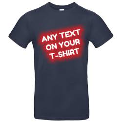 JINTORA - T-Shirt Herren - personalisiert - Navyblau - L - selbst gestalten - mit Wunschtext - Spruch - beidseitig individuell beidseitig Bedruckt von JINTORA