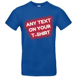 JINTORA - T-Shirt Herren - personalisiert - Royalblau - M - selbst gestalten - mit Wunschtext - Spruch - beidseitig individuell beidseitig Bedruckt von JINTORA