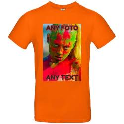 JINTORA - T-Shirt Herren - personalisiert - orange - M - selbst gestalten mit Foto und Text - beidseitig individuell personalisiert von JINTORA