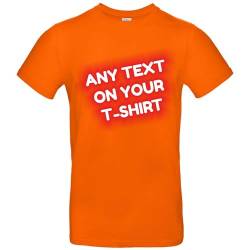 JINTORA - T-Shirt Herren - personalisiert - orange - S - selbst gestalten - mit Wunschtext - Spruch - beidseitig individuell beidseitig Bedruckt von JINTORA