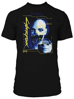 JINX Cyberpunk 2077 Cyber Face Herren Gamer Graphic T-Shirt, Schwarz, S von JINX