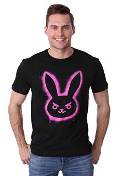 JINX Herren Overwatch D.Va Spray Premium Baumwolle T-Shirt (Schwarz, Groß) von JINX