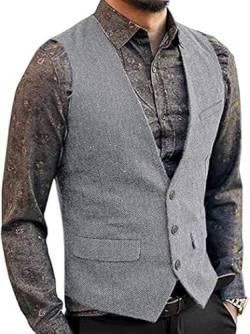 JINXUANYA Herringbone Weste Formale Business Männer Anzug Weste Wolle/Tweed Weste für Hochzeit von JINXUANYA