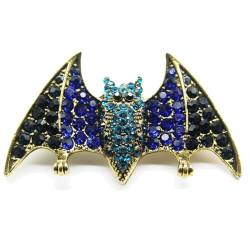 Anstecknadeln Strass Broschen Fledermausbesetzte Brosche Aus Diamantlegierung Retro Tier Strassbrosche Accessoires Anzugnadel Blau von JINZIJINYU