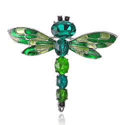 Kristall Strass Brosche Pins Grüne Kristallglas Libelle Corsage Insekt Brosche Anzug Kleidung Schal Knopf von JINZIJINYU