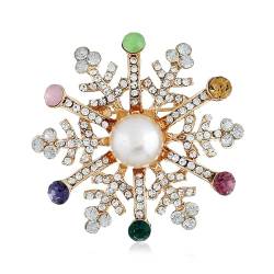 Strass Brosche Vintage Weihnachts Perlen Schneeflocken Brosche Für Damen Diamant Schmuck Schnallennadel von JINZIJINYU