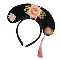 JISADER Chinesische Kopfbedeckung Antikes Stirnband Blumenhaarband Haarreif Qing Stirnband für Bühnenauftritte Karneval Frauen Mädchen, Stil F von JISADER
